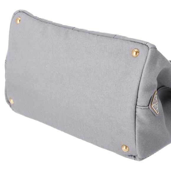 PRADA Canapa Large Tote Bag B1877B Gray Canvas Denim Shoulder Bag - Picture 6 of 9